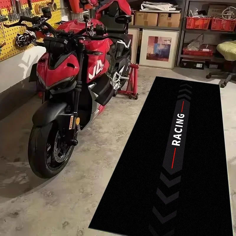 VIKAMA Race Track Pattern Motorcycle Pit Mat Non Slip Waterproof Oilproof Floor Rug For Garage Motorbike Parking Display