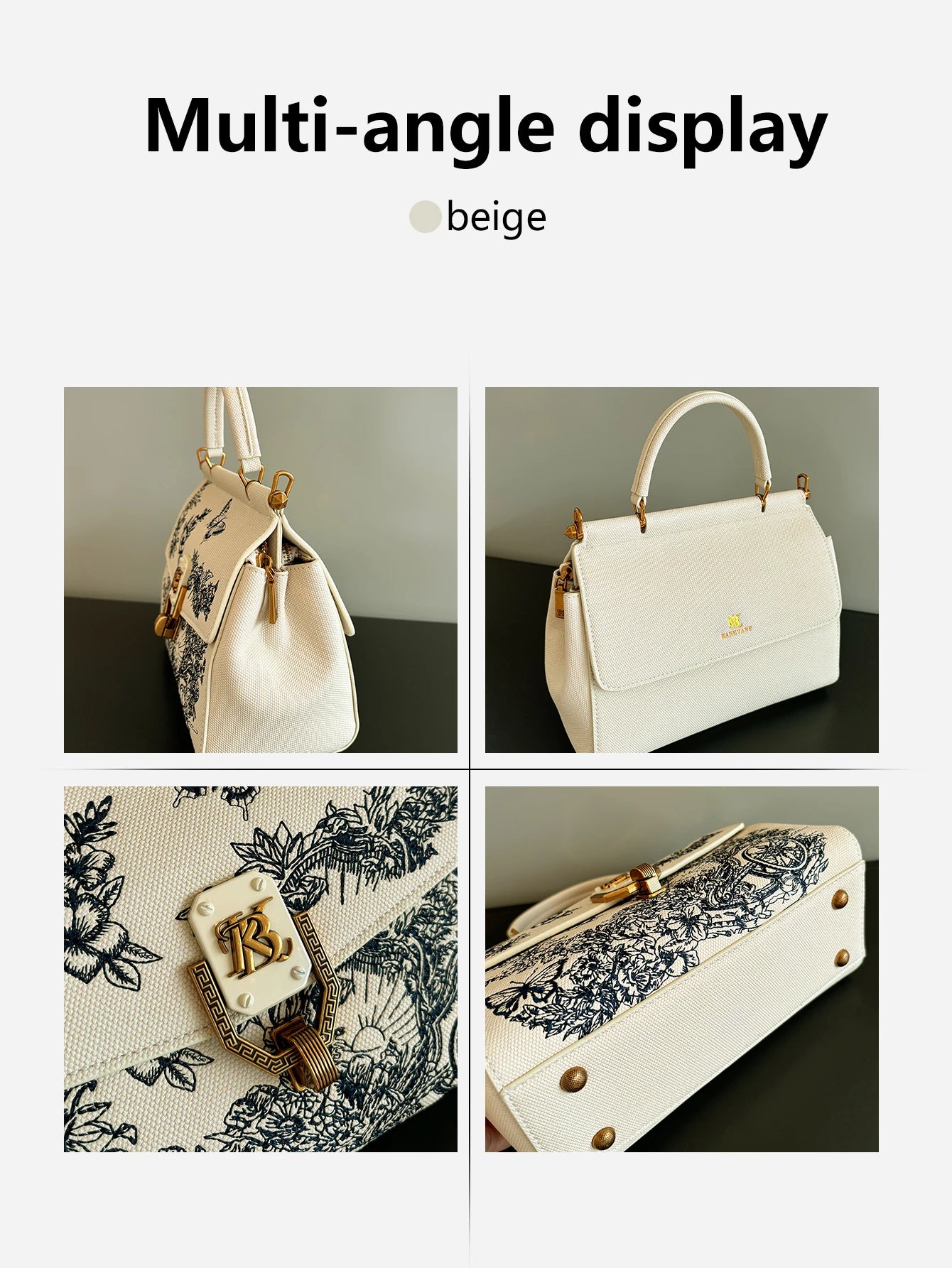 New fashion 2026 luxury handbag high quality niche design high sense embroidery western style small square bag with double-sided