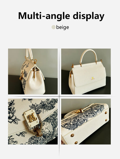 New fashion 2026 luxury handbag high quality niche design high sense embroidery western style small square bag with double-sided