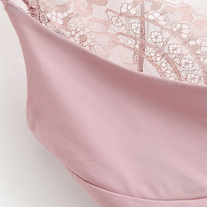 Women's Sexy Nightclub Party Pink Jumpsuit, Spliced Lace Sleeveless Tight-Fitting Jumpsuit, 2026 Fashion Women's Slim Top