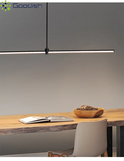 Modern Simplicity Long Linear LED Pendant Lights Strip Hanging Indoor Lamps for Office Table Kitchen  Home Decoration Chandelier