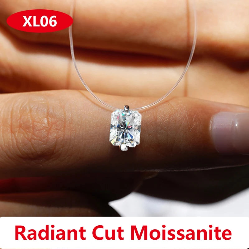 Moissanite Transparent Fishing Line for Women Mermaid Tears Necklace Creative Women's Moissanite Diamond Clavicle Chain