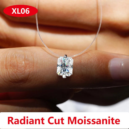 Moissanite Transparent Fishing Line for Women Mermaid Tears Necklace Creative Women's Moissanite Diamond Clavicle Chain