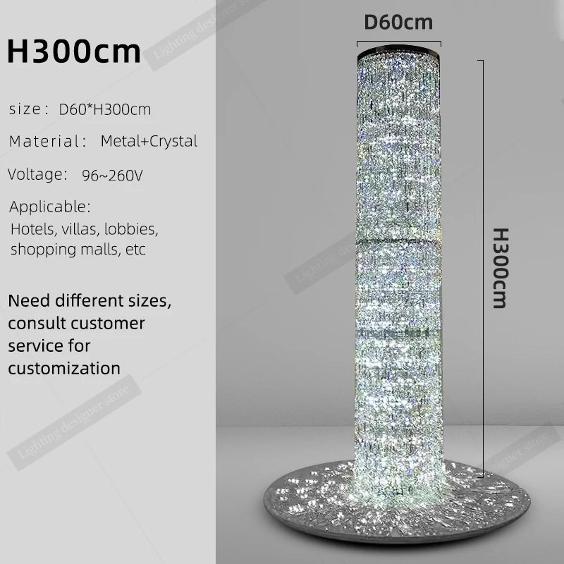 Crystal Spiral Stairs Chandelier Luxury Villa Staircase Chandelier Duplex Loft Hanging Lamp Customized Long Led Pendant Light