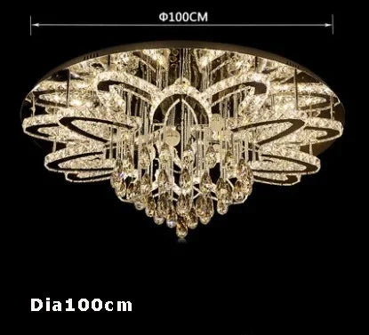 LED Modern Crystal Stainless Steel Round Dimmable RGB Chandelier Lighting Lamparas De Techo For Foyer Living Room Bedroom