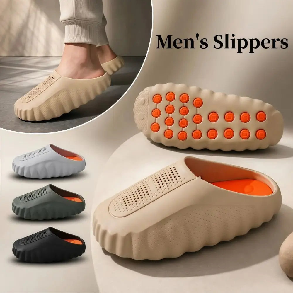 Soft EVA Men's Slippers Outdoor Acupressure Breathable Thick Sole Slippers Non-Slip Lightweight Summer Beach Sandals