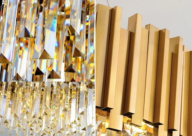 Gold K9 Crystal Tricolor Chandelier Luxury Modern LED Ceiling Light for Living Room Dining Room Bedroom Ceiling Lights