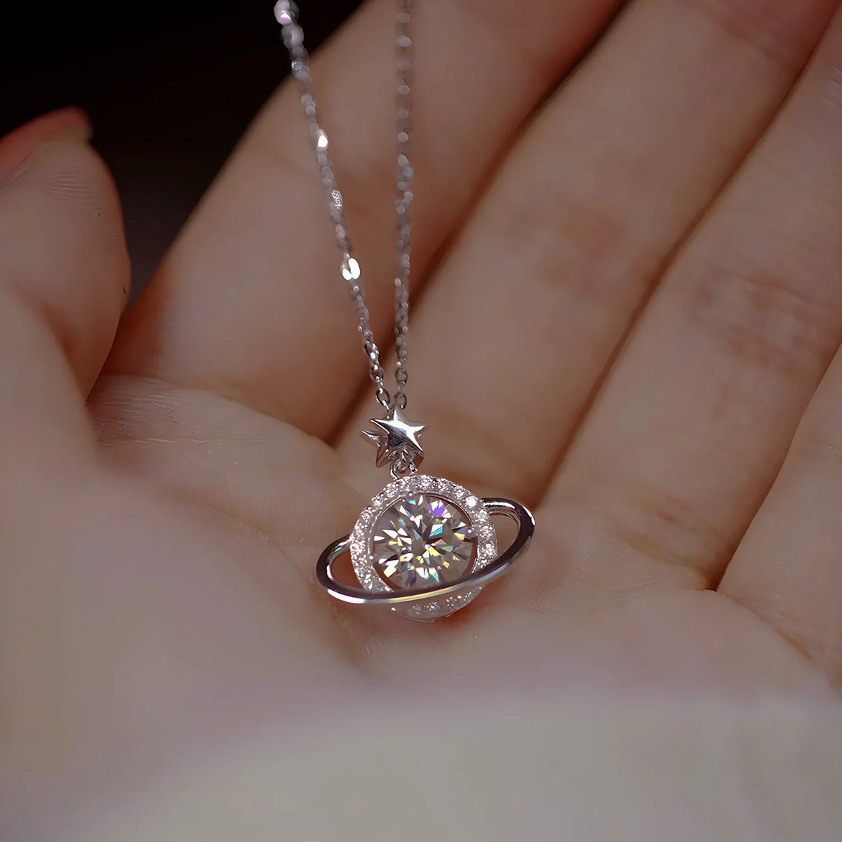 Sparkling Real 1 Carat D Color Moissanite Pendant Necklace 100% 925 Sterling Silver Engagement Wedding Party Fine Jewelry