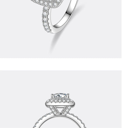PERFANY 1CT Princess Square Cut Moissanite Ring Women S925 Pure Silver Laboratory Diamond Wedding Fashion Luxury Jewelry