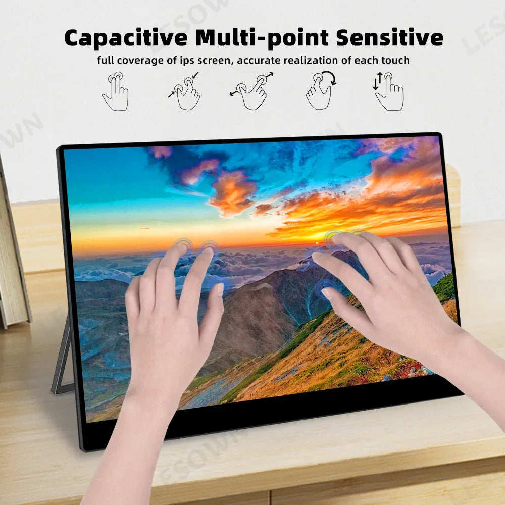 LESOWN 15.6 inch 4K Touchscreen Portable Monitor 1080P IPS USB-C HDMI Gaming Extended Display for Second Screen PS4/ 5 Switch
