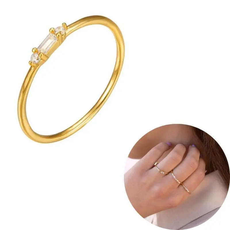 24K Gold Plated Colorful Crystal Gold Rings Turquoise Engagement Wedding Anniversary Ring Light Luxury Fashion Jewelry Gifts A40