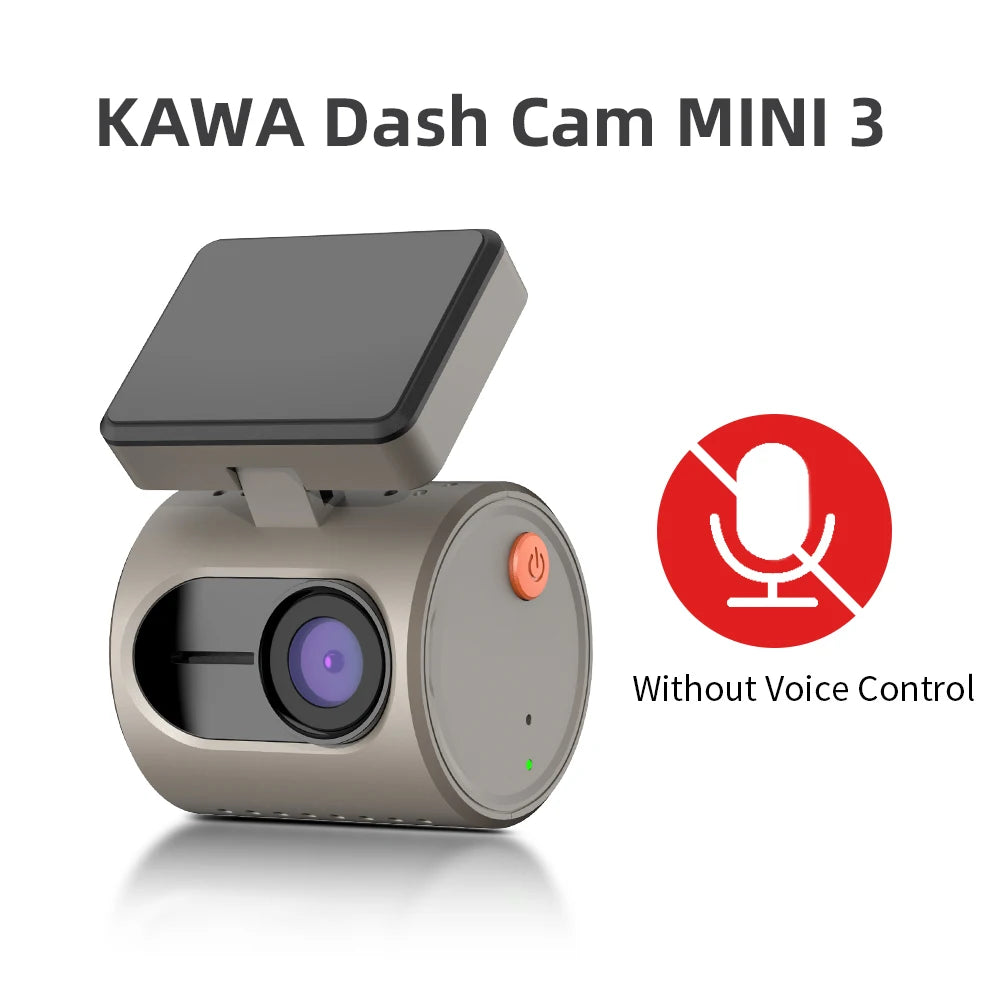 KAWA Dash Cam MINI 3 Voice Control Tiny 2K 1296P Colorful Night Vision 24H Parking Guard WIFI, G-sensor, Supercapacitor,Car DVR