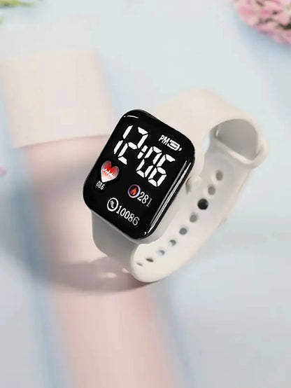 Square Watch Silicone Strap Heart-Shaped Jewelry Set No Packaging Box Birthday Gift