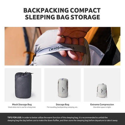 Naturehike CW700 Envelope Duck Down Sleeping Bag Winter Warm 650FP Down Sleeping Bag Camping Hiking Ultralight Sleeping Bag for Men & Women