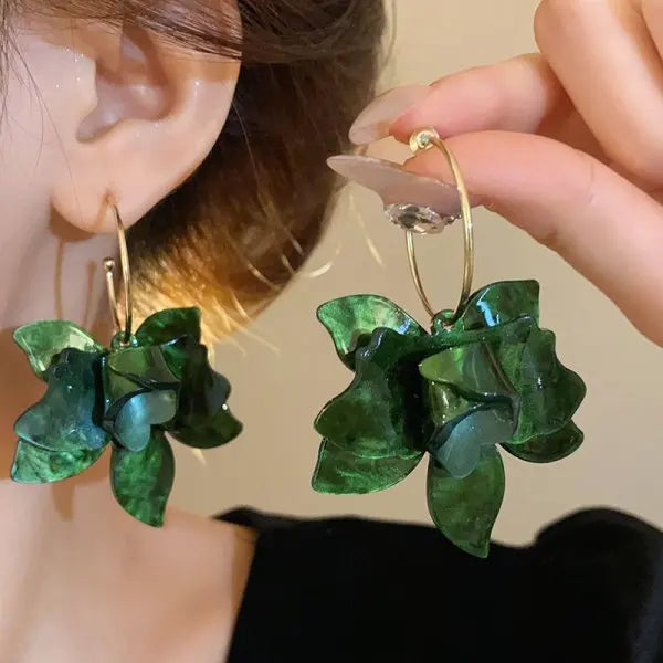Exquisite Leaves Crystal Flower Stud Earrings For Women AAA Zircon Rose Butterfly Tassel Earring Bride Wedding Party Jewelry