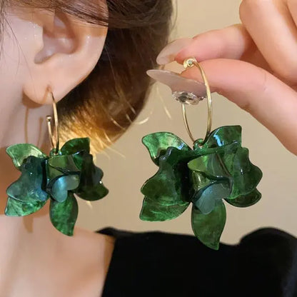 Exquisite Leaves Crystal Flower Stud Earrings For Women AAA Zircon Rose Butterfly Tassel Earring Bride Wedding Party Jewelry
