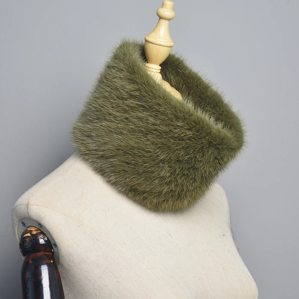 Winter Ring Scarf Women Real Fur Mink Warm Fashion Female Loop Mink Scarves 2026 For Women Knitted Ring Scarfs