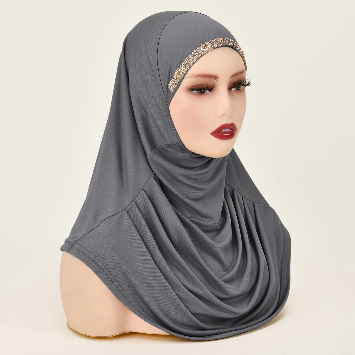 New Ready To Go Wear Instant Hijab for Women Solid Color Hemp Headscarf Neck Cover Sports Hijabs Pinless Islam Shawls and Wraps