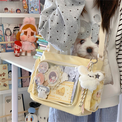 Trendy Transparent Simple Crossbody Bag for Girls Large Capacity School Shoulder Bag Comfortable and Versatile Texture Ita Bag