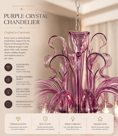 Pink Glass Swan Chandelier Luxury French Style LED Pendant Light for Living Room Bedroom Dining Room Home Decor