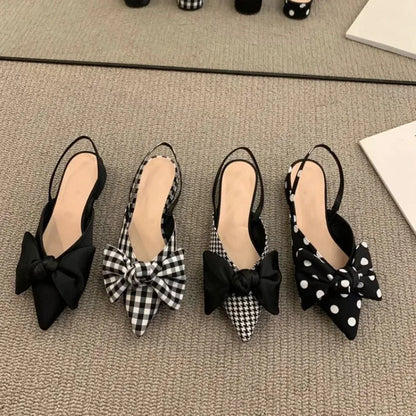 maogu Bow Polka Dot Pointed Toe Stiletto Sandals Luxury Sandals Women Designers Elegant Party Sandal 2023 Fashion Women Shoes 39