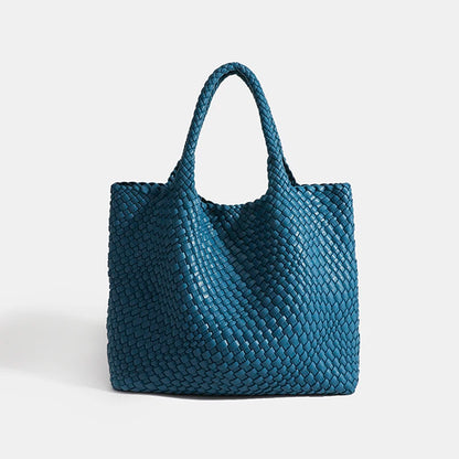 Large-Capacity Designer Knitting Fashion PU Leather Women's Shoulder Bag Handbags for Beach Travel Single-Shoulder Ladies Bag