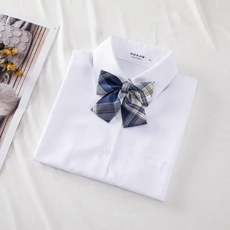 New Hot 2025 XS-3XL Women's Summer V Neck Long Sleeve Slim Casual White Shirt Tops Blouses For JK School Uniform Student Clothes