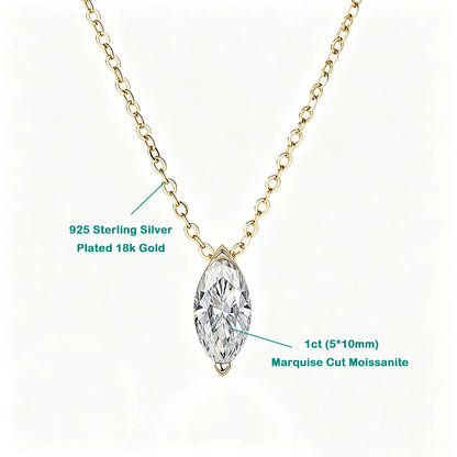 3CT Marquise Cut Moissanite Diamond Pendants Necklace for Women Lab Diamond 925 Sterling Silver Plated 18k Gold Jewelry Gifts