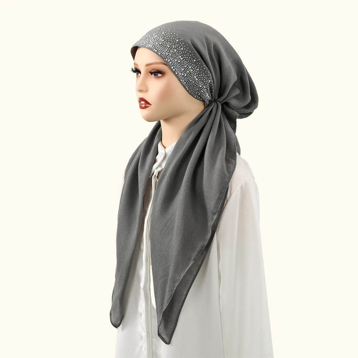 Muslim Solid Color Hijab Caps for Women Innovative Design Long Cotton Linen Soft Elasticity Head Scarf Female Handkerchief