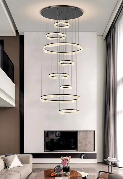 Modern ring stairs led lights pendant light lamps for living room led Chandeliers for dining room hanging light indoor lighting
