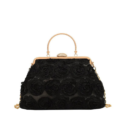 Luxury Satin Floral Bride Party Evening Clutch Bag Women Wedding Purses and Handbags Small Shoulder Chain Bag Designer Bag