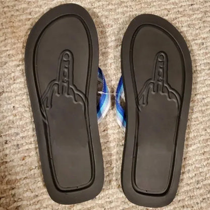 Quick- Dry Hidden Middle Finger Slippers Figure with Legs Flip Flops Parody Middle Finger Beach Summer Comfort Non Slip Sandal