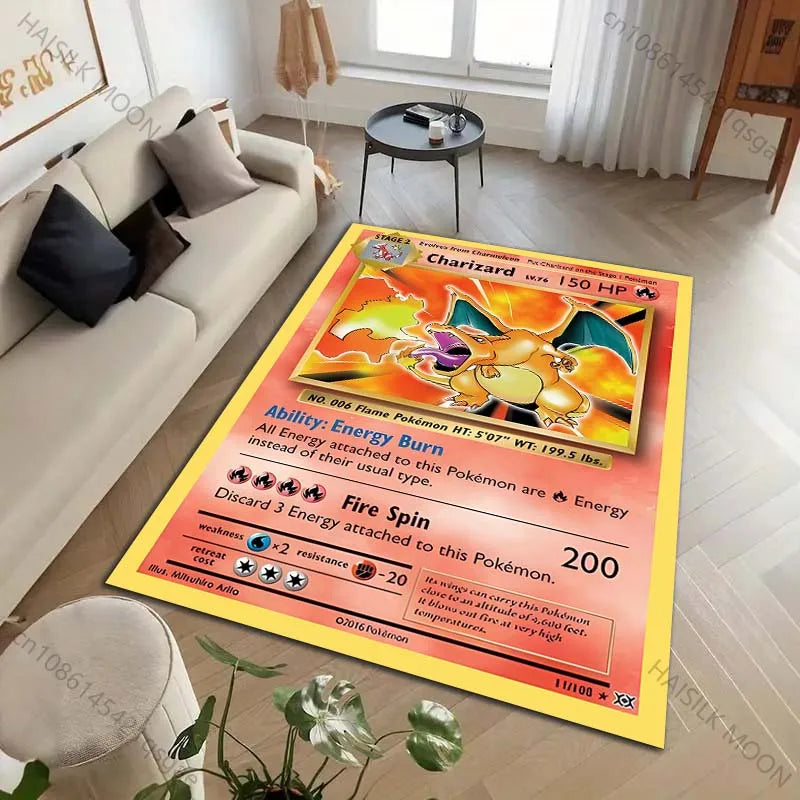 1PC Pokémon Card Charizard Squirtle Print Carpet for Living Room Bedroom Kid's Room Home Decor Area Rug Sofa Cloakroom Mat