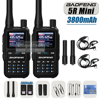 Baofeng UV 5R Mini Walkie Talkie 3800mAh High Capacity Air Band UHF/VHF FM Bluetooth Programming Type-C Camping Radio Upgrade 5R