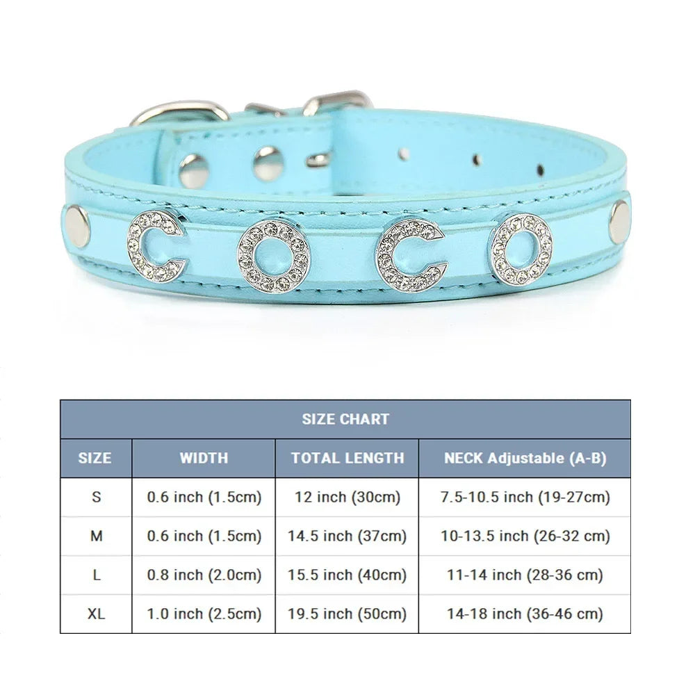 (Free Bling Rhinestone Letter)Custom Pet Cat Dog Collar Leather Puppy Collars For Small Medium Dogs Target Personalized Id Name