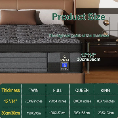 12/14inch Memory Foam Mattress Twin Full Queen King Pocket Spring Mattress Medium Firmness Suitable for Home Bedrooms and Hotels