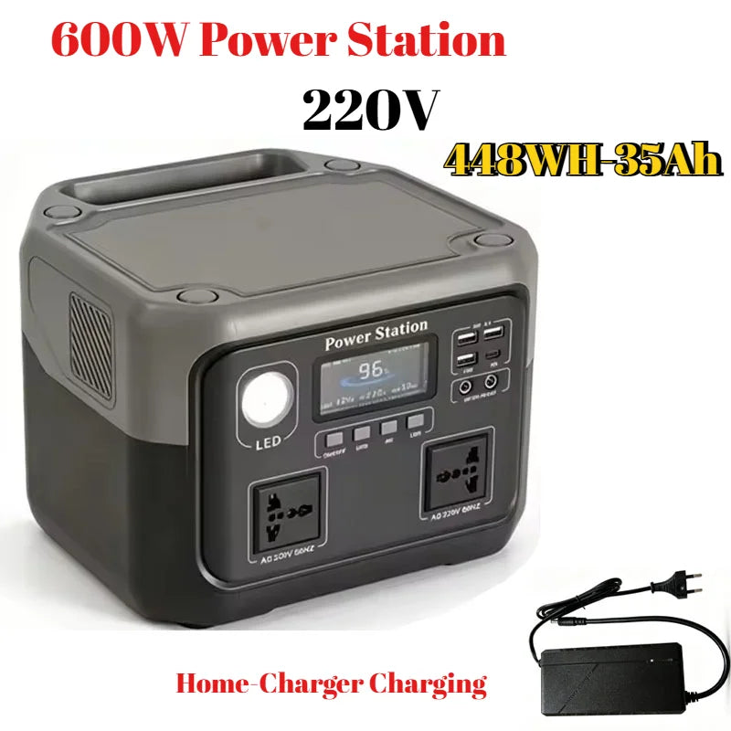 New 800W 589WH Portable Power Station 600W/800W Solar Generator Backup Power Bank for Outdoor Camping, Home Emergency, RV Travel