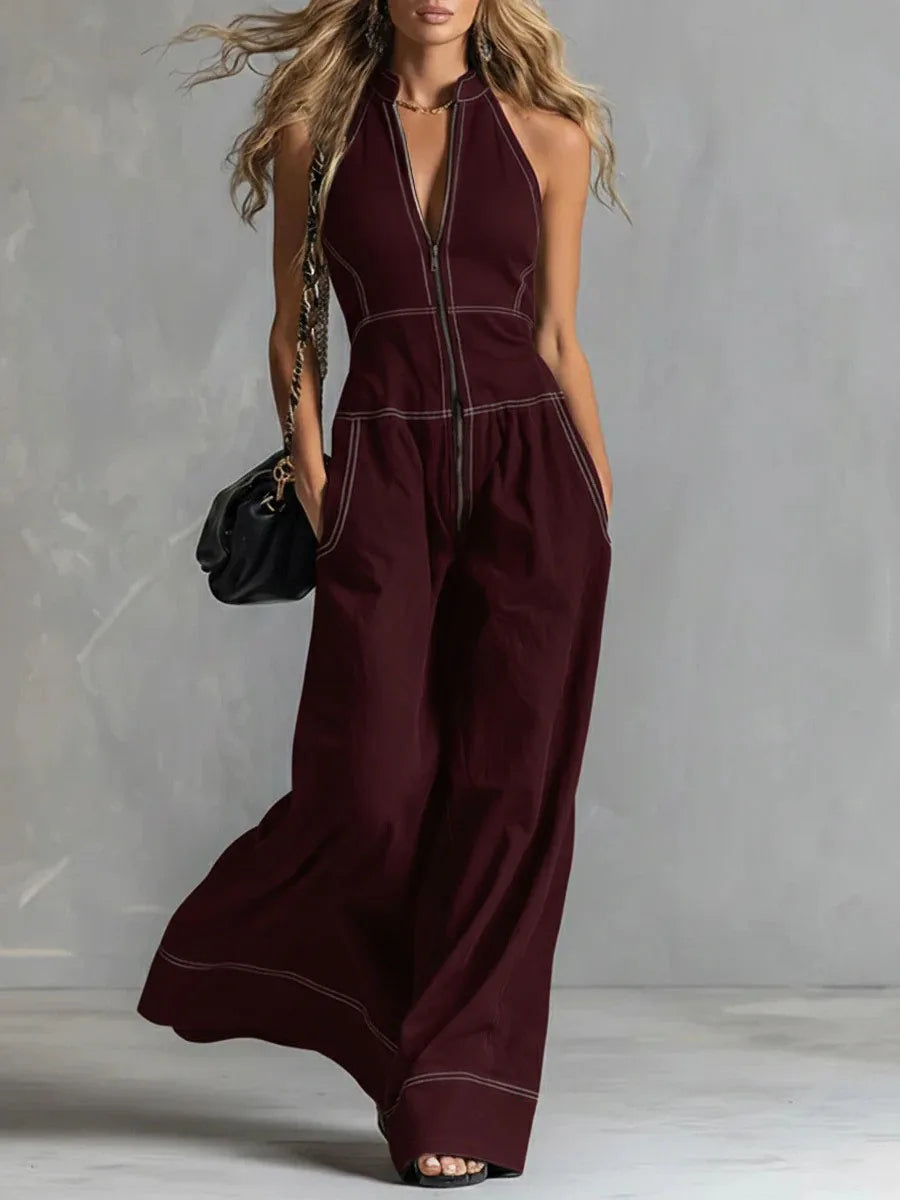 2026 New Women Stand Collar Sleeveless Jumpsuit Loose Casual Office Daily Wear Rompers