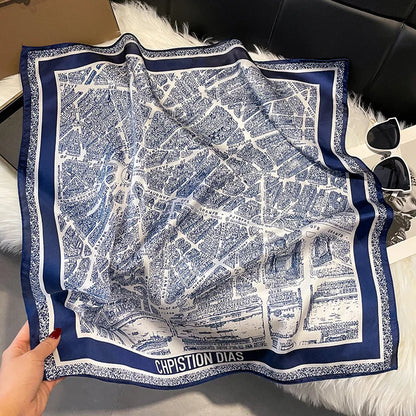 2025 Korean Satin Silk Scarf 70cm Square Women Fashion Shawl Wrap Neckerchief New Elegant