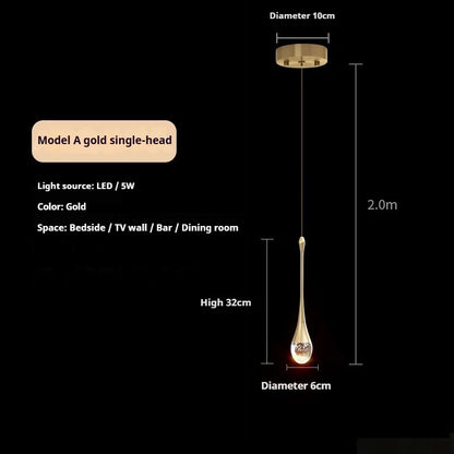 Crystal Luxury Chandelier Villa Staircase Living Room Hanging Lamp Bedroom Bedside LED Light Hotel Lobby Crystal Pendant Lights