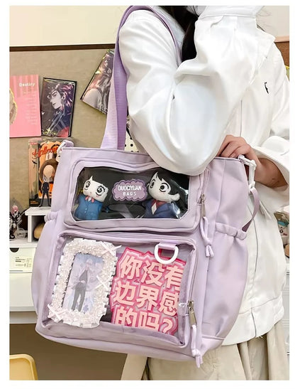 Y2K Japanese Preppy Style Shoulder Crossbody Bag New Nylon School Bags for Teenage Girls Transparent Itabag Backpacks Ita Bag