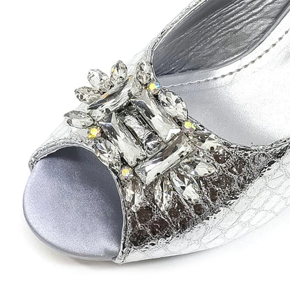 2025 Fashion Open Toe Women Strange Heels Bigger Size Fashion Rhinestone Decoration Purple Shoes And Bag Set Party Bag