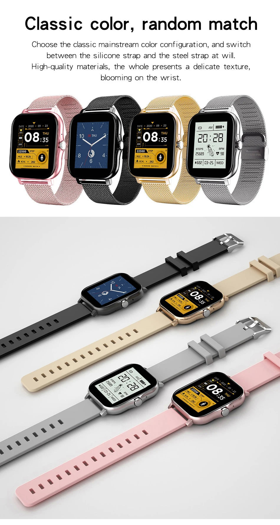 2026 New Smart Watch 1.44''HD Screen Bluetooth Call Sleep Blood Oxygen Pressure Health Monitoring Watches For Women Men