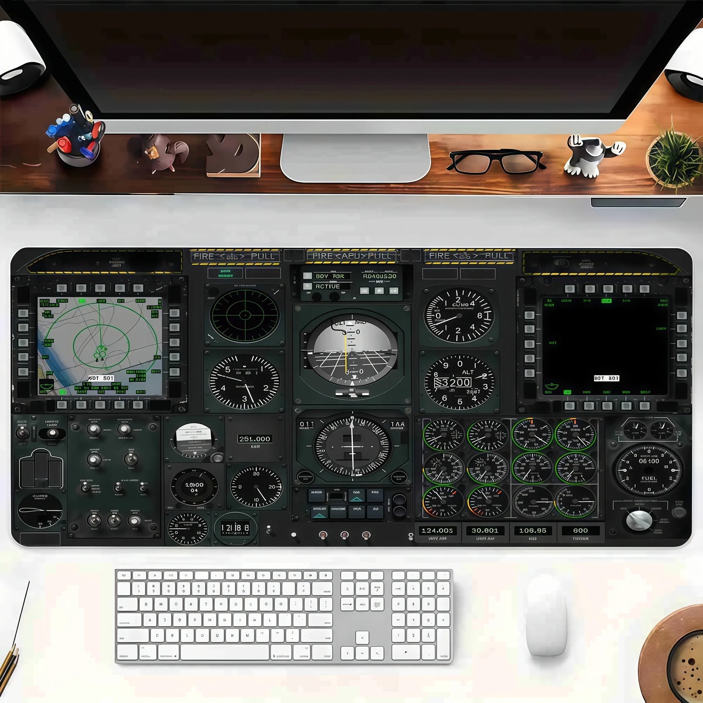 900x400 Flight Simulator Cockpit Mouse Pad, Non-Slip Stitched Edge Rubber Mat, Ideal Desk Pad for Gaming Office Computer Desktop