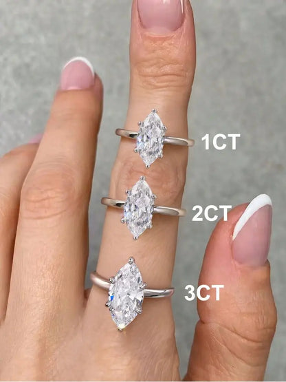 925 Sterling Silver Simple Classic 2 Carats Horse Eye Zircon Ring For Women Engagement Wedding Luxury High Quality Fine Jewelry