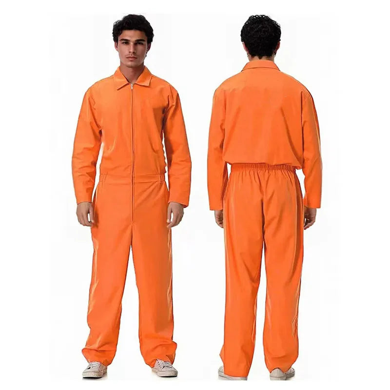 Adult Halloween Orange Prison jumpsuit costume long sleeved party cosplay prison costume men's and women's clothing