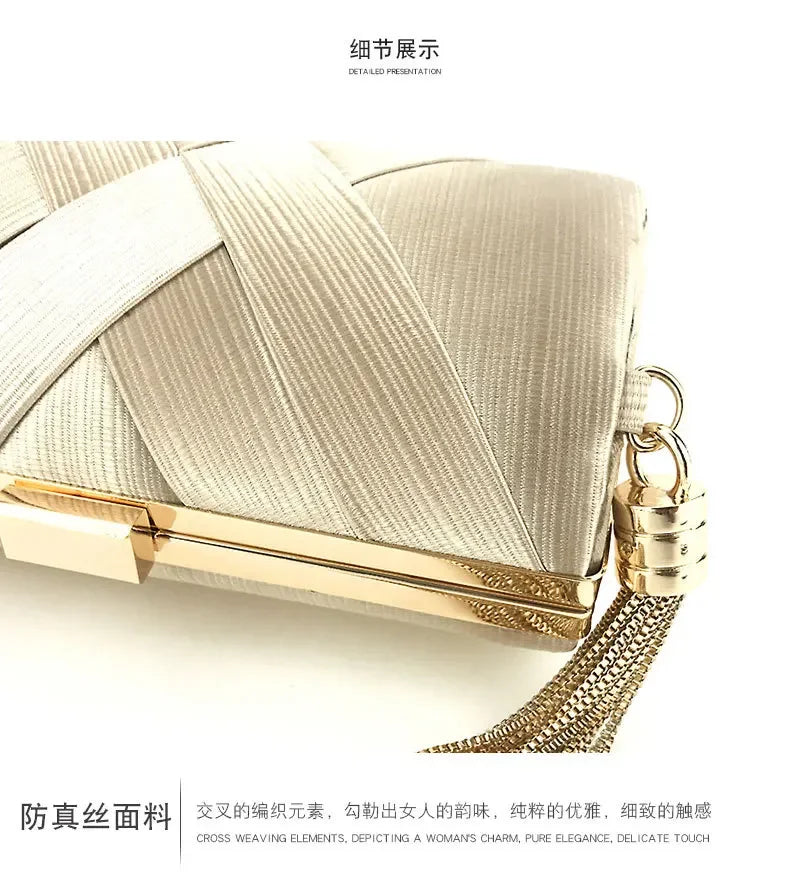 2024 New Fashion Women Evening Bags Tassel Ladies Clutch Purse Shoulder Chain Wedding Party Handbags Bags