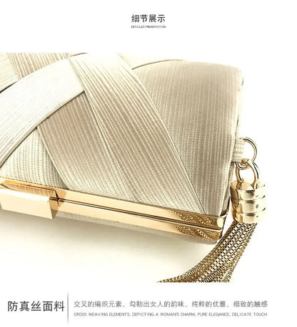2024 New Fashion Women Evening Bags Tassel Ladies Clutch Purse Shoulder Chain Wedding Party Handbags Bags