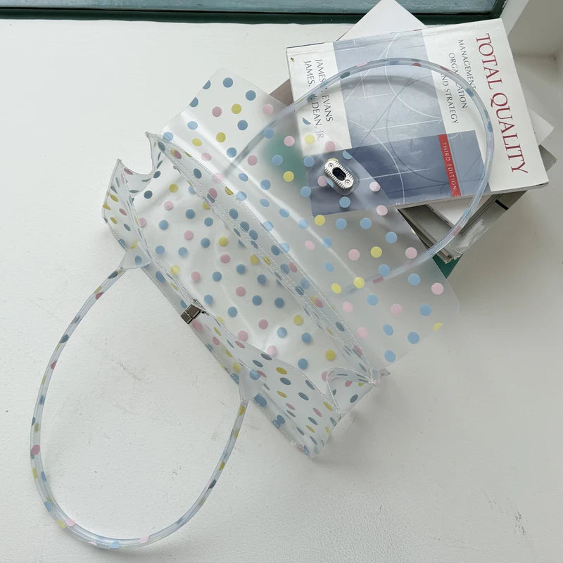 Fashion Transparent Pvc Dot Women Handbags Designer Swee tJelly Bag Lovely Summer Bag Cute Flap Square Bags 2026