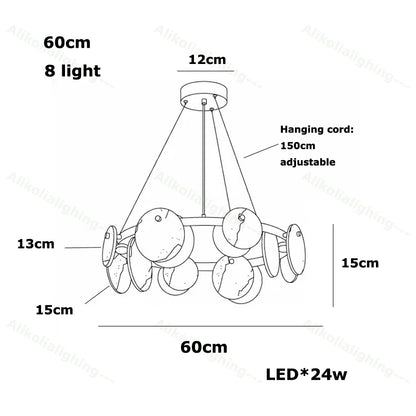 2026 Natural Marble Pieces LED Chandelier Lustre Alabaster Pendant Light Suspension Luminaire Lampen For Foyer Dinning Room